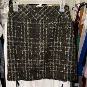 LOFT Black and Gold Checkered Mini Skirt